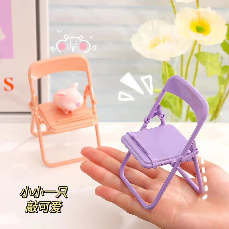 iphone charging dock Portable Mini Mobile Phone Stand Desktop Chair Stand 4 Color Adjustable Macaron Color Stand Foldable Shrink Decoration Decoratio mobile phone stand for desk