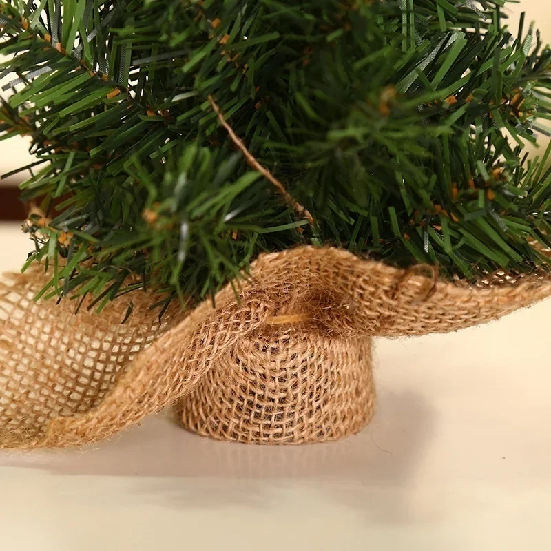 15/20/30cm Mini Cedar Christmas Tree Linen Base Christmas Tree Decoration Christmas Day Shopping Mall Window Desktop Display