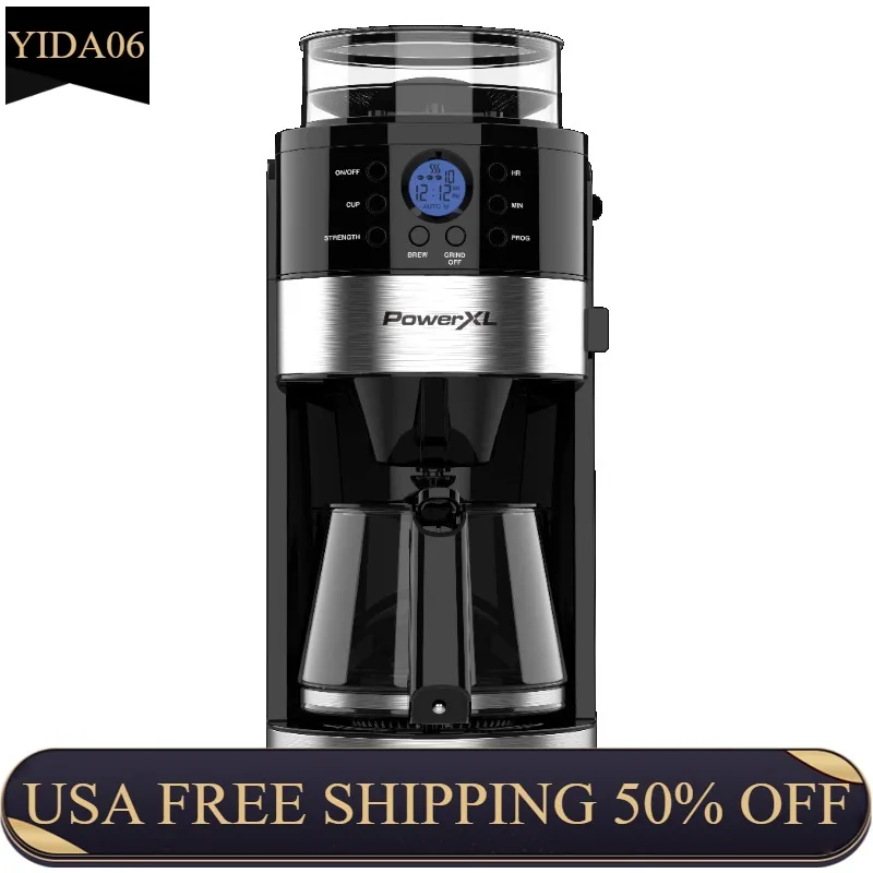 

PowerXL Smart Brew, 10-чашечная капельная Кофеварка с контролем прочности и вкуса