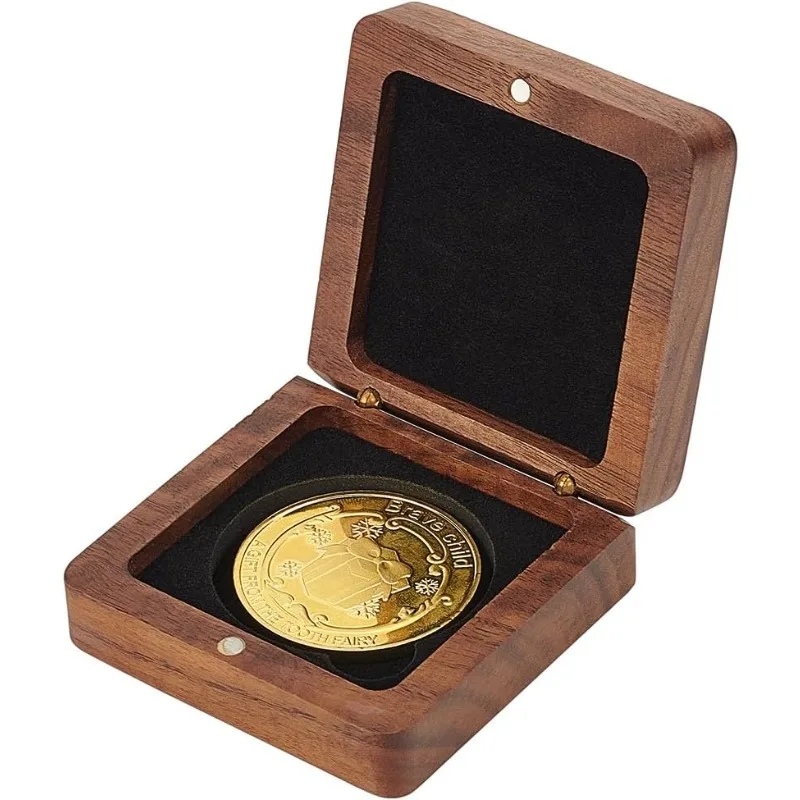 1pc Single Wood Challenge Coin Presentation Display Gift Box with Black ...