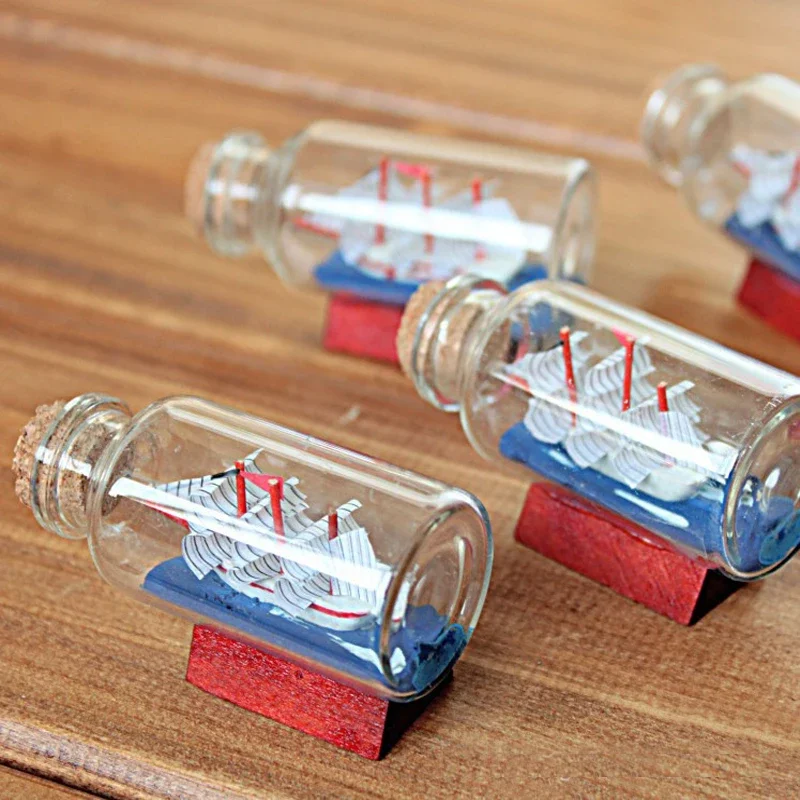 Sailing Boat In Bottles Miniatures Glass Decoration Figurines for DIY Desktop Home Decoration