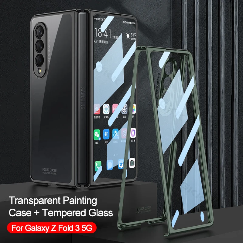 

GKK оригинальный прозрачный чехол с покрытием для Samsung Galaxy Z Fold 3 5G, чехол с внешним экраном, Жесткий Чехол для Samsung Z Fold 3