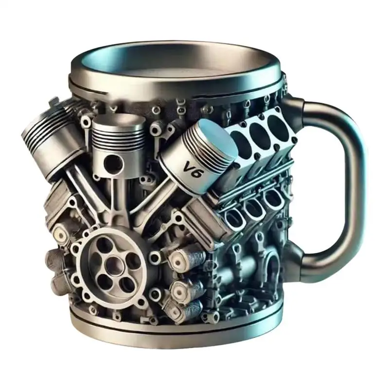 V8 Engines Stainless Steel Coffee Mug Creative Resin Water Cup Funny V6 Engines Wine Cup Coffee Cup Water Container Accessories