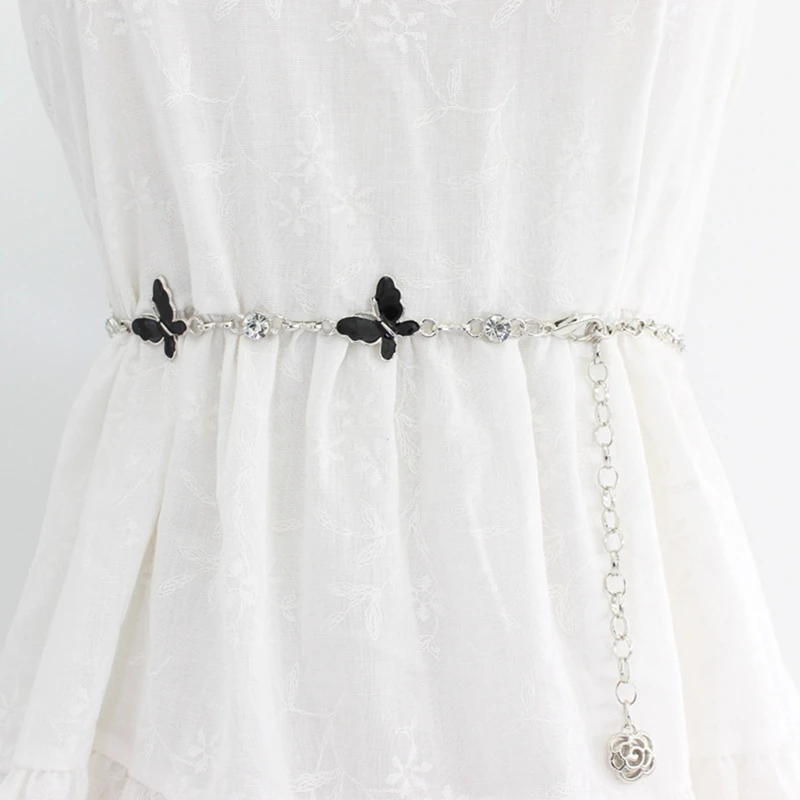 

Body Jewelry Butterfly Metal Chain Belts Sexy Waist Chain Women Slim Thin Body Chains Bikini Belly Long Chain Adjustable Belts
