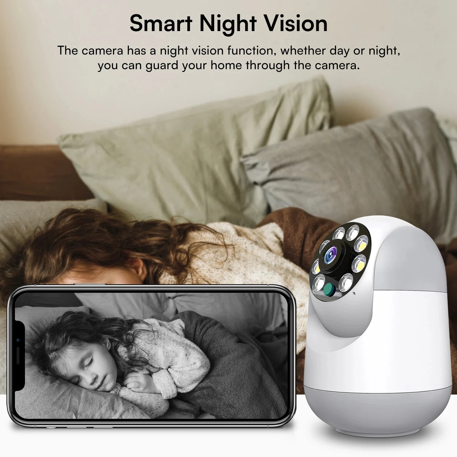 3MP 2.4GHz WiFi Smart Home IP Camera Monitor Video Security Surveillance Camera PIR Human Detection PTZ 360 Night Vision 5