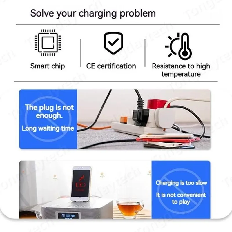100W 멀티 USB 충전기 스테이션 QC3.0 USB 유형 C 삼성 Iphone 15 14 13 Pro Max Carregador 용 고속 충전 Cargador 스탠드