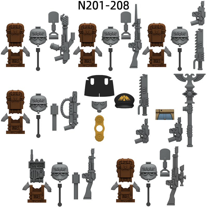 The Modern Pyro Soldier Sergeant Psyker Meltagun Signal Corps Sniper Instructor Model Blocks MOC Bricks Set Gifts Toys N201-N208