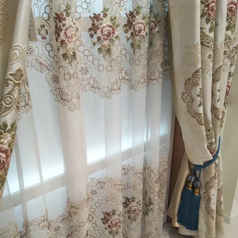 Blackout Curtains Luxury European Style Embossed Jacquard Window