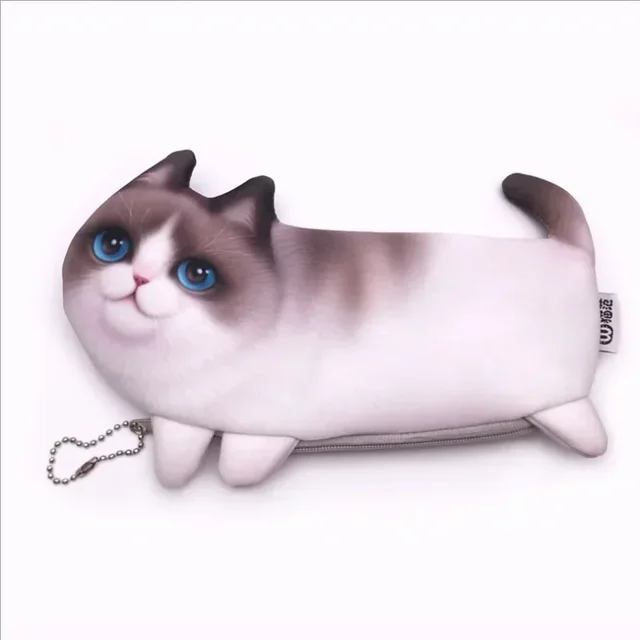 New 3D Simulate Cat Pencil Bag Large Capacity Lovely Cartoon Pen Cases Receive Bags Schoolgirl Cloth Art School Stationery 3