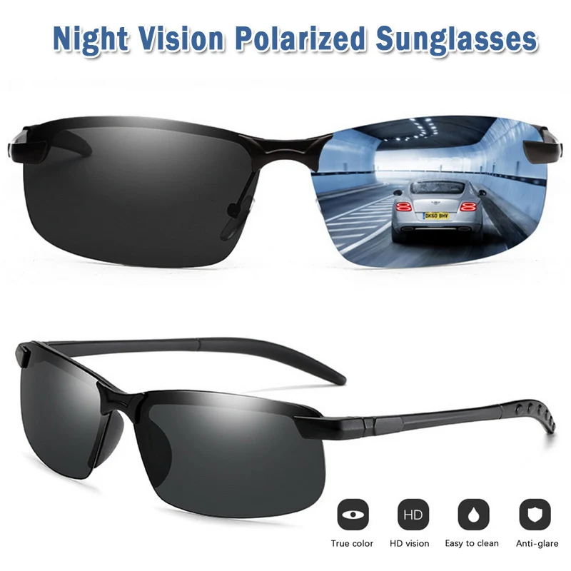 Night Vision Glasses Men Anti Glare Driving Goggle Half Frame