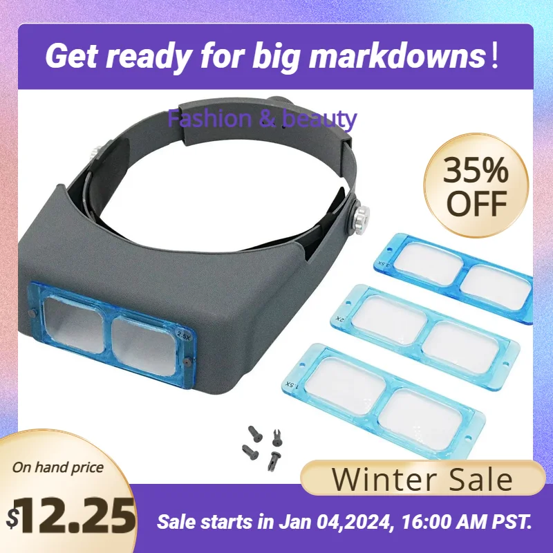 Head-Mounted Magnifying Glass Reading Electronic Clock Repair Micro-Engraving Jewelry Making Tools 4 Lenses