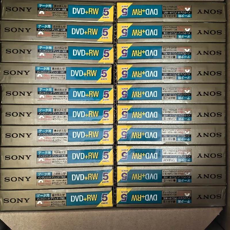 5PACK, printable cover, copy burn disc Sony DVD+RW data version 1.2/4X, 4.7GB, high quality long-term storage