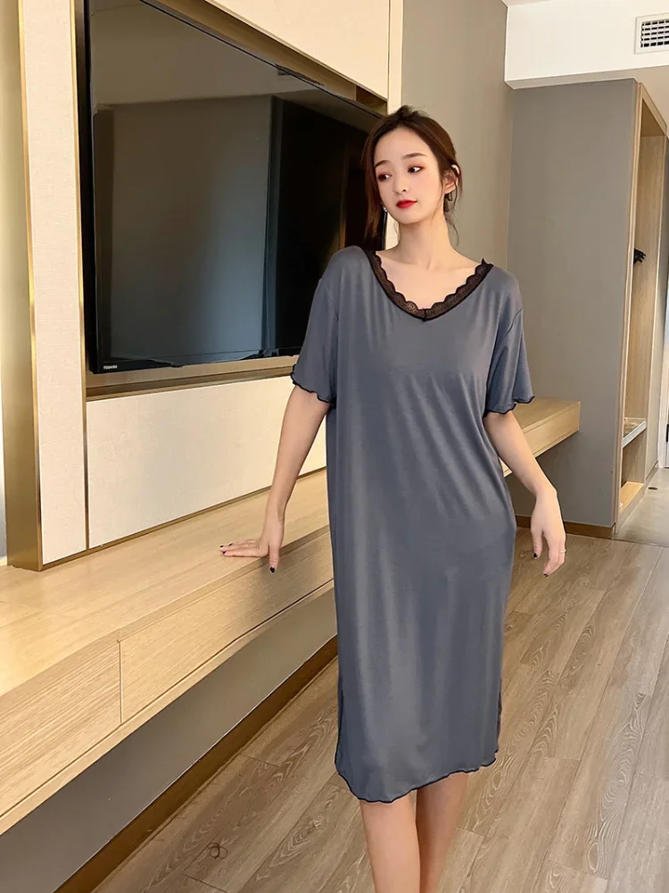 Women Nightdresses Extra Large Size 150kg Summer Sleepwear Plus Size Short Sleeved Loose Nightgown Home Leisure Can Wear Outside