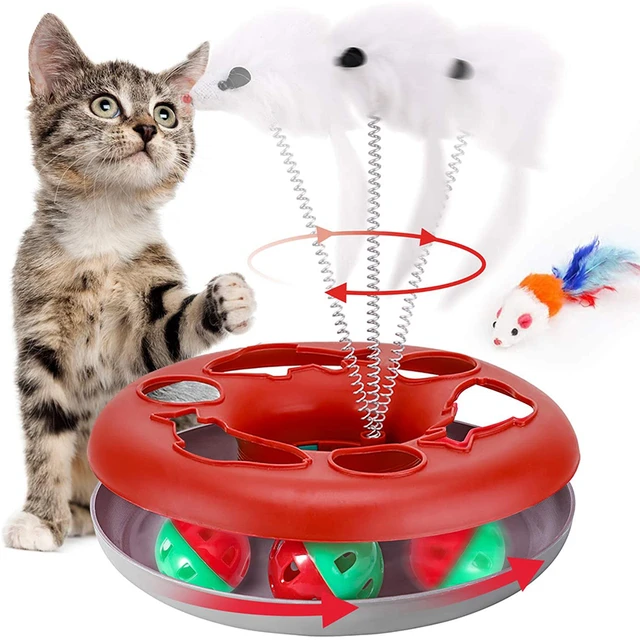  Cat Toy Indoor for Cats Interactive Best Kitten Puzzle Toys  Sellers Kitty-Treasure Chest Puzzles Smart Stimulating Mental Stimulation  Brain Games Track Balls Hunting Teaser Catnip Ball Feather : Pet Supplies