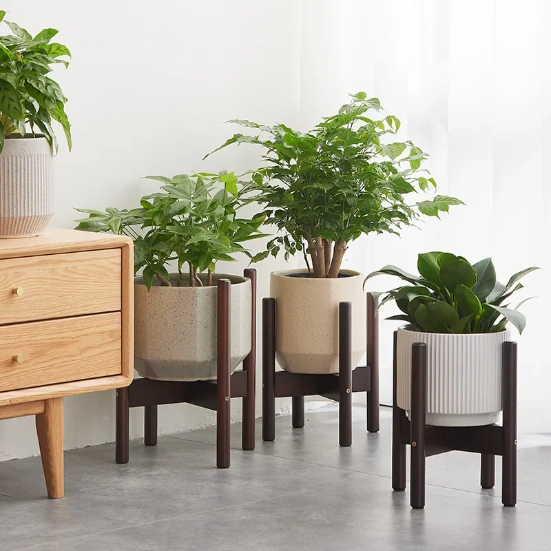 Wooden Cross Four-legged Flower Stand Strong Durable Free Bonsai Stand Home Tray Pot Bamboo Display Shelf Holder Plant Decor plant stand wooden flower shelf