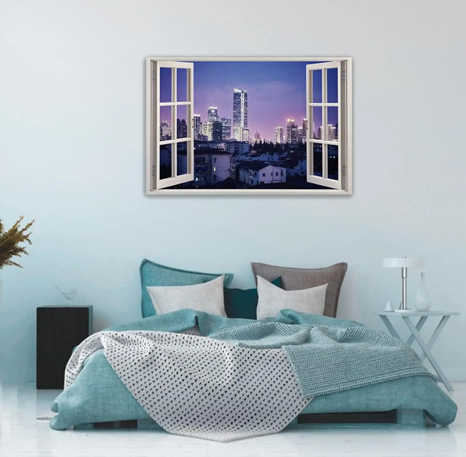 

Открытое окно холст стена искусство пейзаж живопись. Здание (2) искусственное окно картина Печать на холсте. Современный для украшения дома