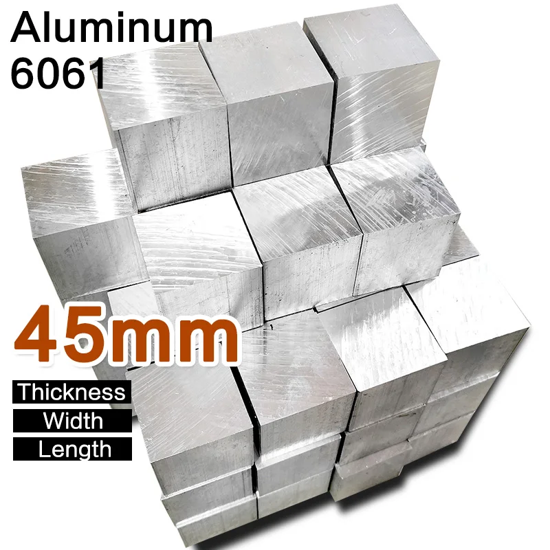 6061 Aluminum Alloy Flat Bar Thickness 45mm Width 45mm Length 45mm
