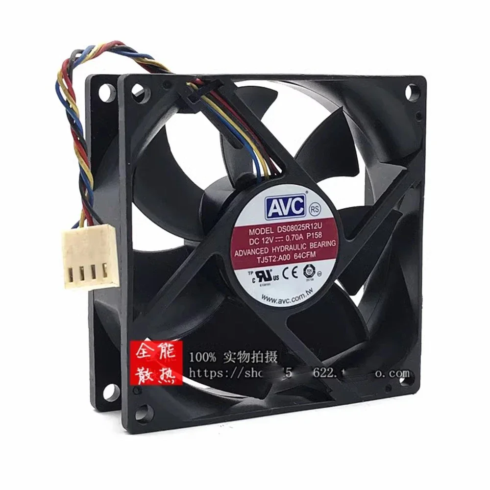 For AVC 8CM 8025 12V 0.7A DS08025R12U 80mm 4-pin PWM computer case CPU speed control 80*80*25mm
