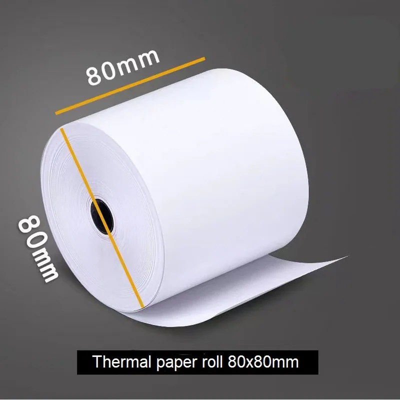2 Rolls Thermal paper 80x80 Supermarket cashier paper 80mm food takeout printing Bank voucher number 80*80 thermal cash register paper