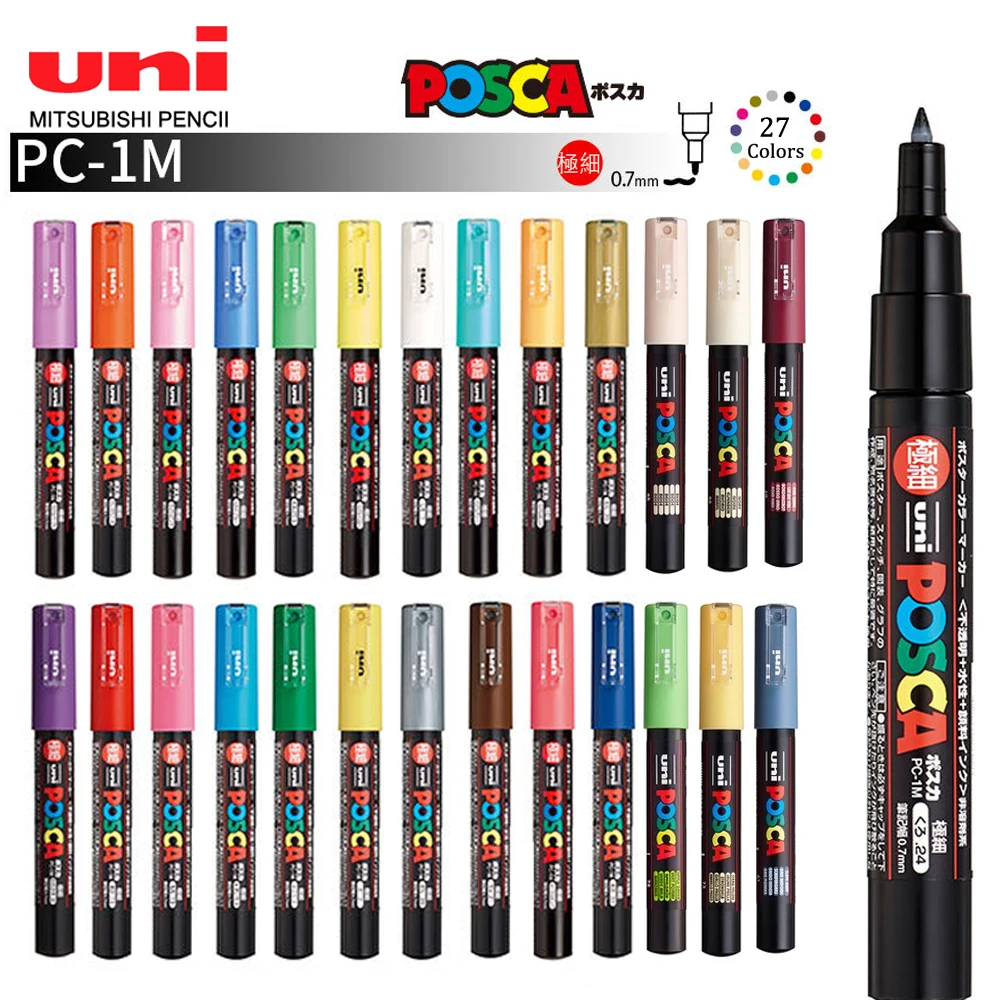 Japan Uni Posa Paint Marker Pen Pc-1M Pop Poster Graffiti Manga Advertising 0.7Mm Art Supplies Cancelleria Multicolore Opzionale