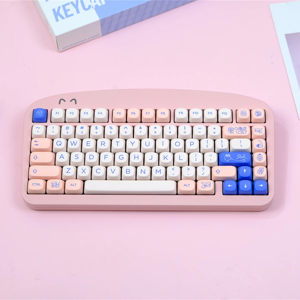 Pbt keycaps moa pink set farbstoff sub keycap tasten für hi75 