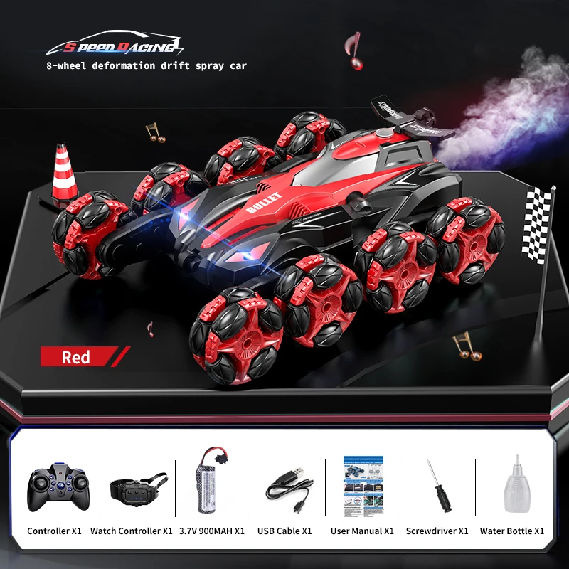 Eight wheels 2.4G gesture sensing 360° Climbing drift Stunt off-road vehicle RC Racing Spray Music Toy Remote Control Car gift 6