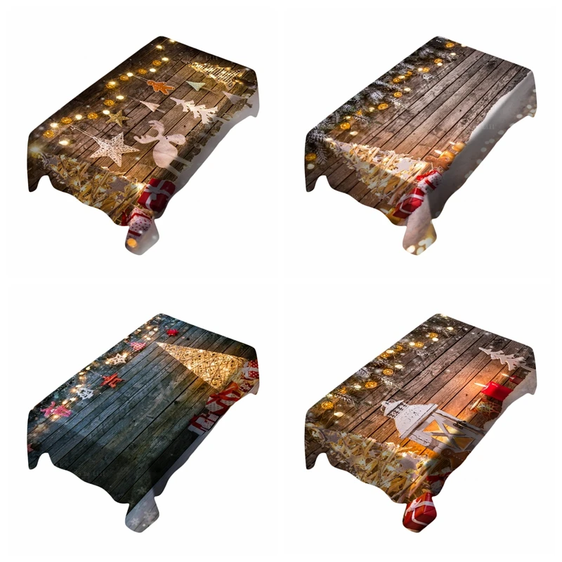 

Merry Christmas Decoration Tree Deer Lights Snow Lanterns Candles Wooden Backdrop Tablecloth By Ho Me Lili For Tabletop Decor