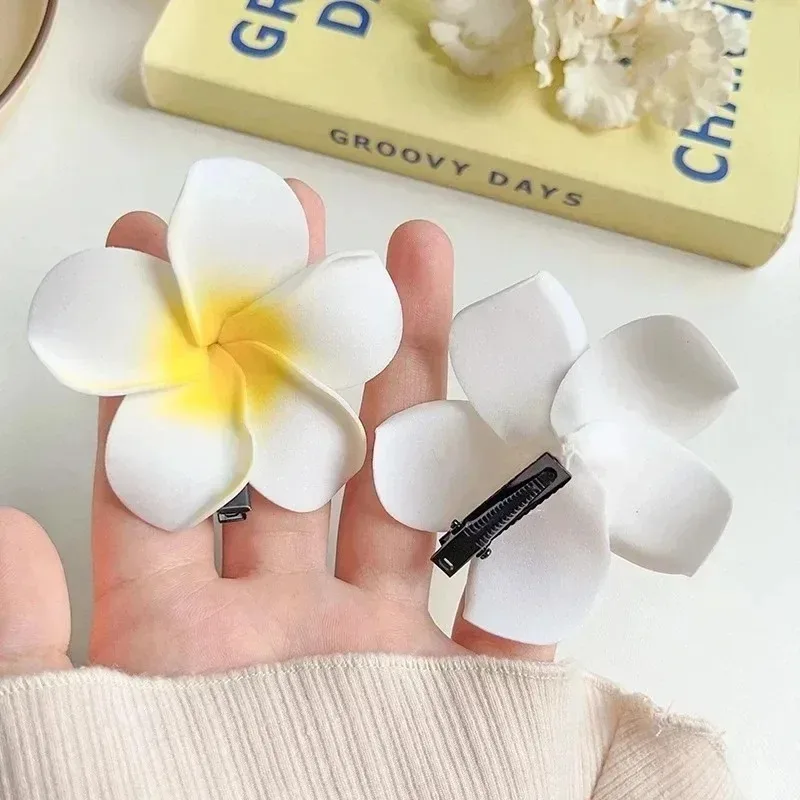 3PCS Cute Plumeria Flower Hair Clip For Women Hairpins Girls Side Bangs Clips Flower Barrette Hawaiian Party Bag Hat Accessories