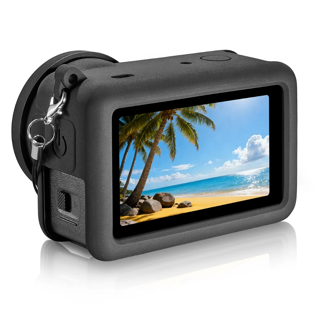 حافظة سيليكون لـ DJI Osmo Action 6، غطاء عدسة واقي للشاشة من الزجاج المقسى، حقيبة حمل صغيرة، ملحقات غطاء حماية كاملة