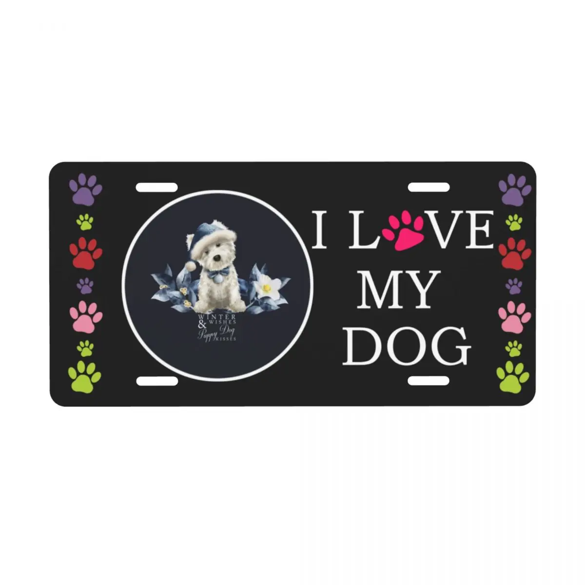 

West Highland I Love My Dog Gifts Обложка для номерного знака для домашних животных алюминиевая металлическая Новинка автомобильный номерной знак тщеславие 6X12 дюймов