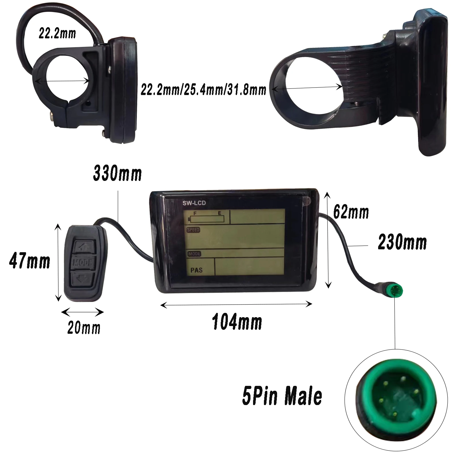 

KING-METER SW-LCD Display Electric Bike Instrument Monitor e-Bike Speeder Replacement Parts Panel Bafang LED TFT Kit