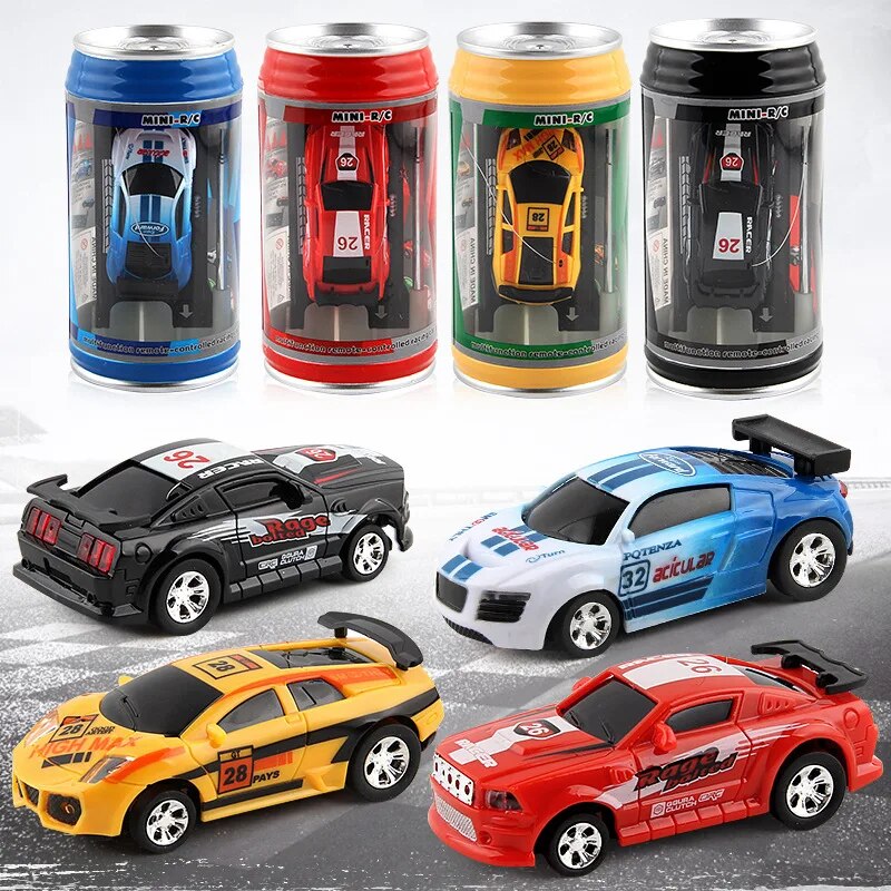 Can Remote Control Car Four-Way Wireless Racing Car with Roadblocks Mini Children's Can