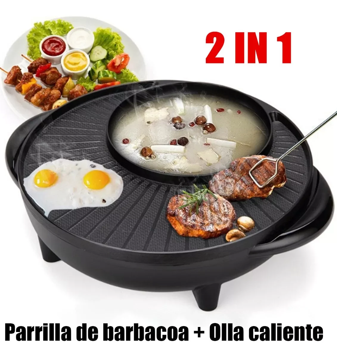 Parrilla eléctrica para barbacoa, olla caliente 2 en 1 de 110V