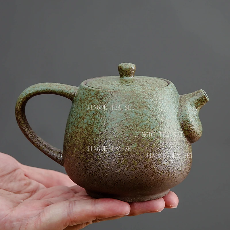1pcs Fujian Ceramic Teapot Vintage Teapot Large Capacity Japanese Kung Fu Tea Set Hammer Pattern Craftsmanship Green Tea