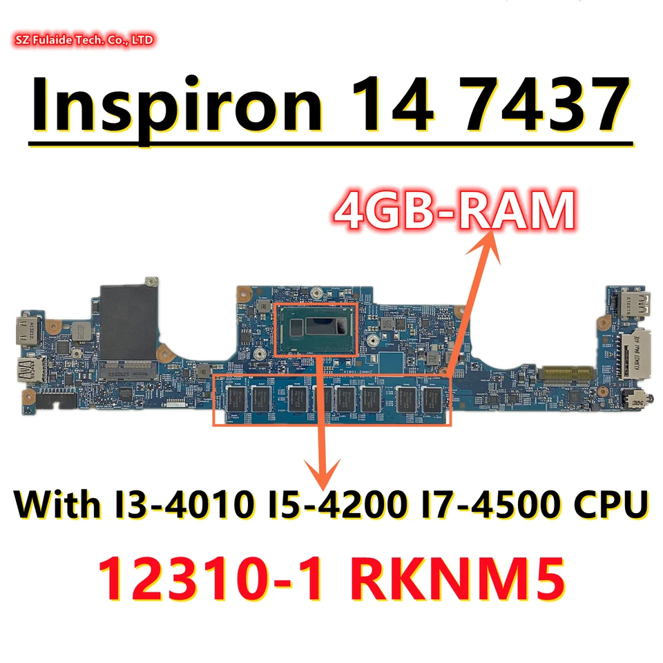 12310-1 RKNM5 For dell Inspiron 14 7437 Laptop Motherboard With I3