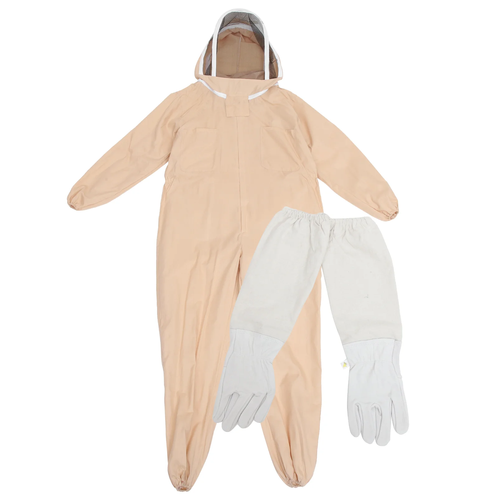 

One-piece Beekeeping Protective Suit Body Clothing with Gloves - Size XXL (Khaki, Random Color Gloves)