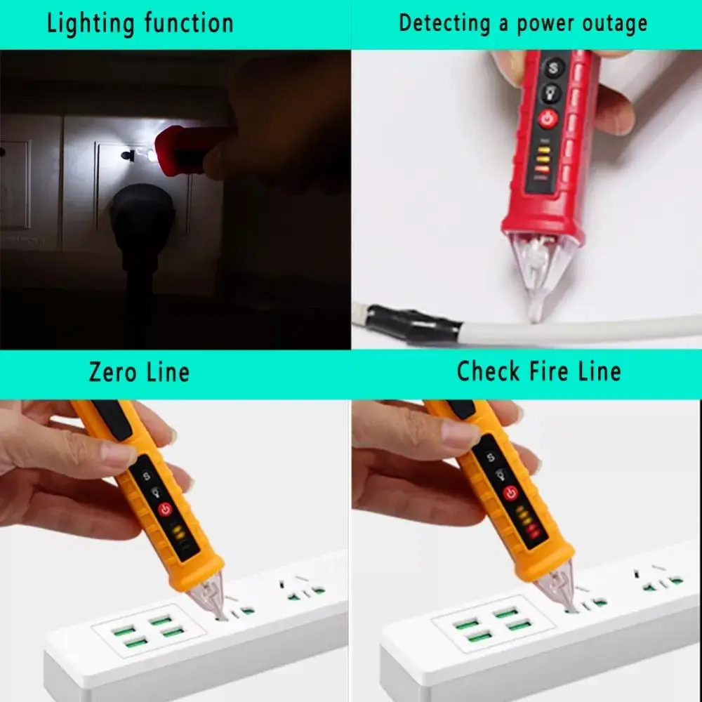 12V-1000V Electric Tester Non Contact AC Voltage Detector Sensitivity Adjustable Pen Style Meter Voltage Pencil Indicator Voltme