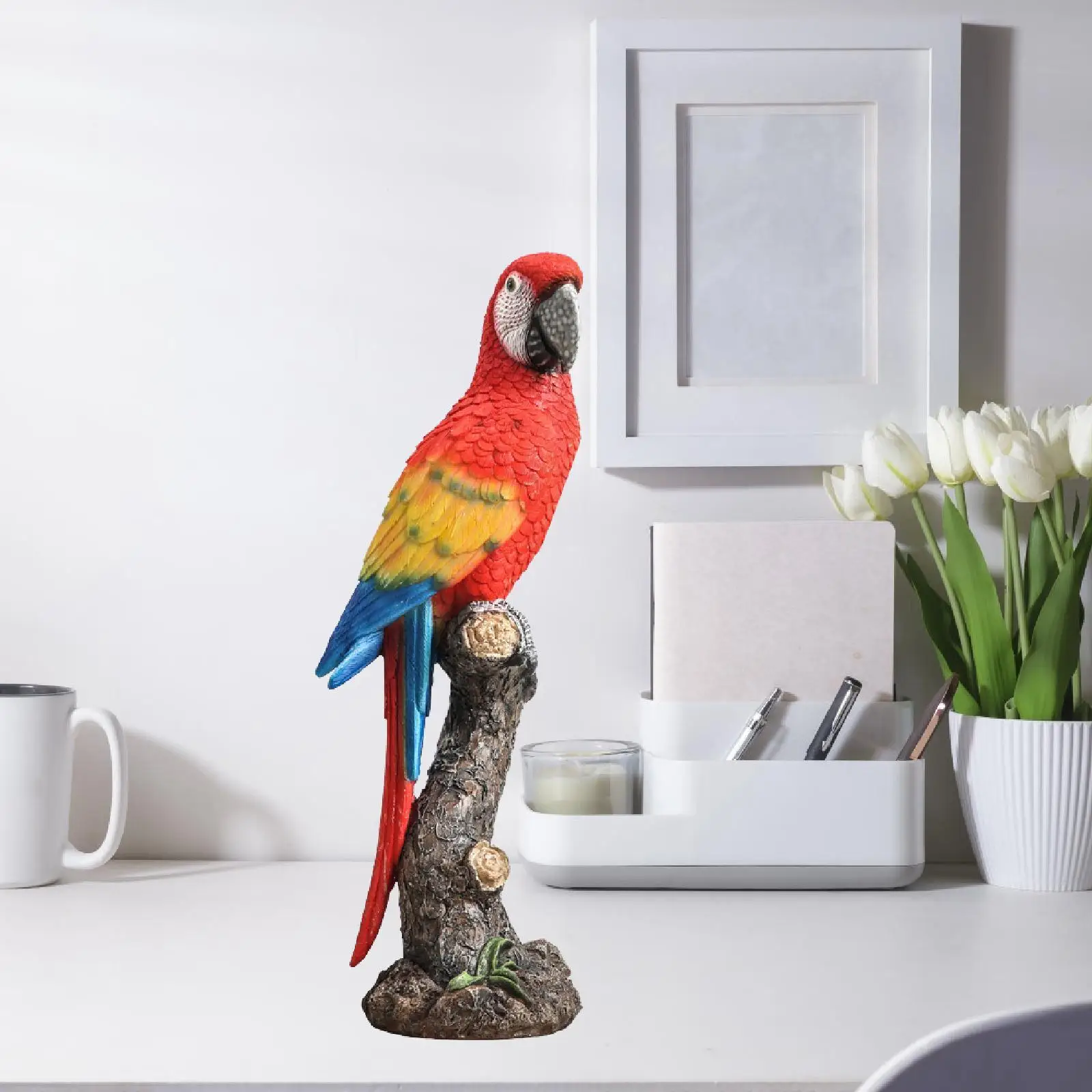 Bird Animal Figurine Garden Perching on Branch Decorative Modern Resin Parrot Statue for Pond Party Office Cabinet Bookshelf Bird Animal Figurine Garden Perching on Branch Decorative Modern Resin Parrot Statue for Pond Party Office Cabinet Bookshelf