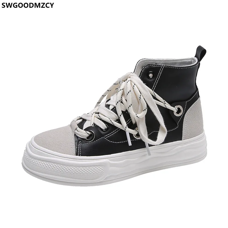 

Повседневные женские кроссовки на платформе, повседневные кожаные кроссовки на массивной подошве, высокие кроссовки, женская обувь