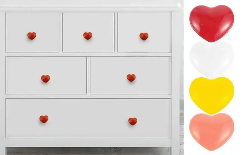 

Multifunctional Creative Heart Shape Toilet Button Drawer Pull Handle Heart Shape ABS Materials Creative Design Home Decorations