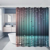 ม่านอาบน้ำดีไซน์หยดน้ำกันน้ำฉากกั้นอาบน้ำตกแต่งบ้านการพิมพ์ 3 มิติอุปกรณ์ห้องน้ำที่หรูหรา 4