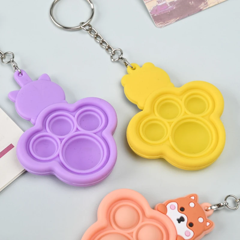 20 Mini Portachiavi Fidget Pop In Silicone – Giocattoli Antistress A Forma Di Bolla Per Bambini E Adulti