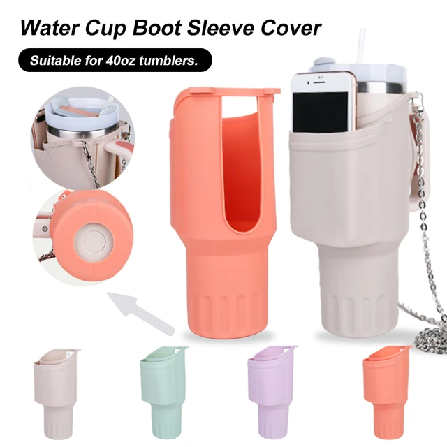 Water Cup Boot Sleeve Cover with Phone Holder Silicone Carrier for