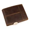 GENODERN Patchwork Style Cow Leather Male Purse Short Wallet for Men Genuine Leather Wallets Brown Male Purses Men Wallets 2