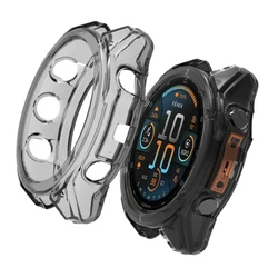 Premium TPU Clear Protective Case - Soft Silicone Cover - Fenix8 47mm (Transparent Black)