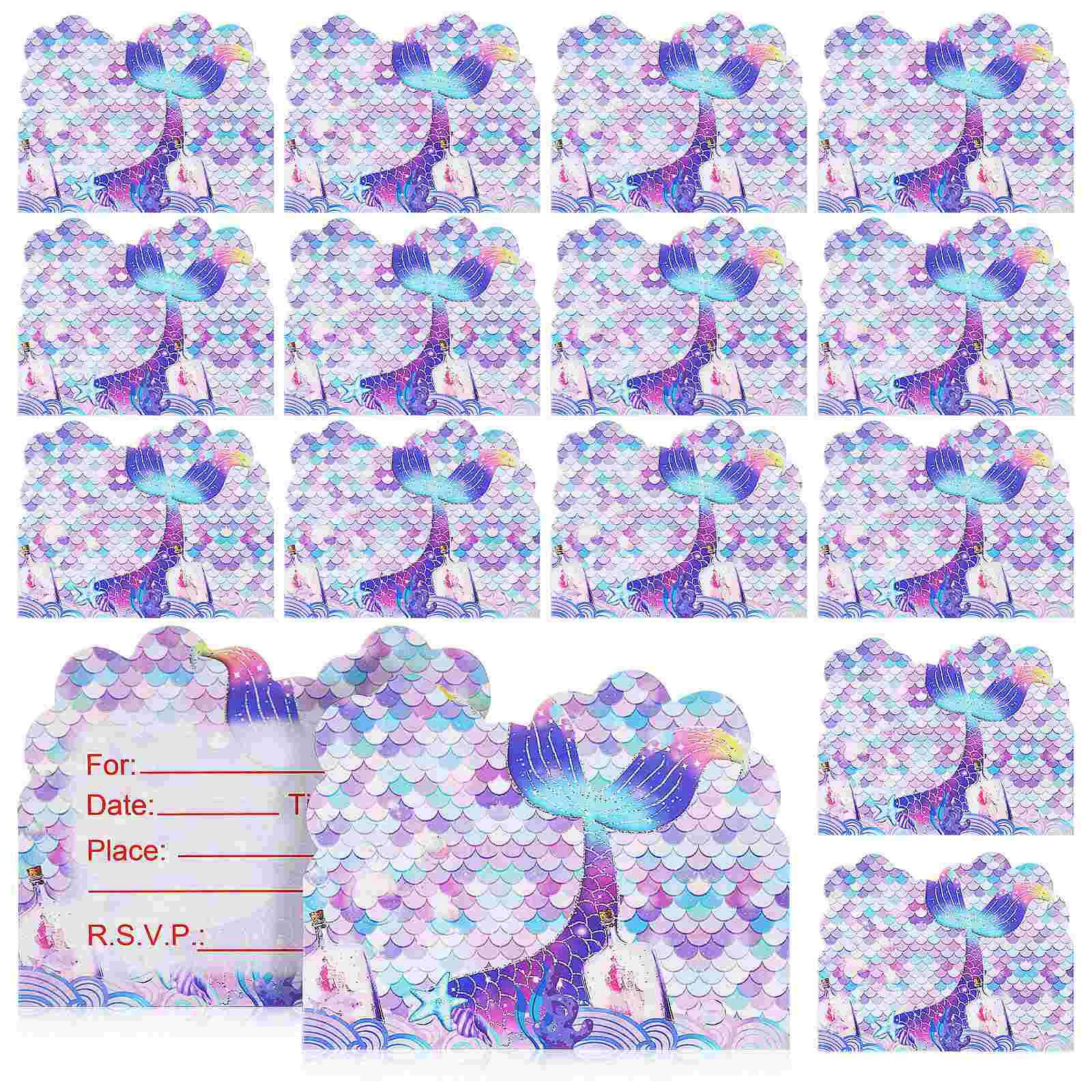 

Вечерние приглашения на день рождения с печатным дизайном, бумажные Пригласительные открытки, костюм, вечерние приглашения, Русалка, украшения