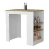 Portree Kitchen Island with 3-Side Shelves White / Macadamia 5