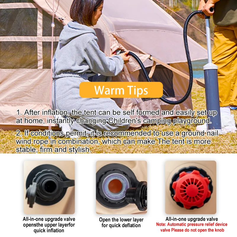 6-8 Person Inflatable Tent for Camping Easy Setup 80.73 Square Feets 4 Season Inflatable Tent with Stove Jack camping tent