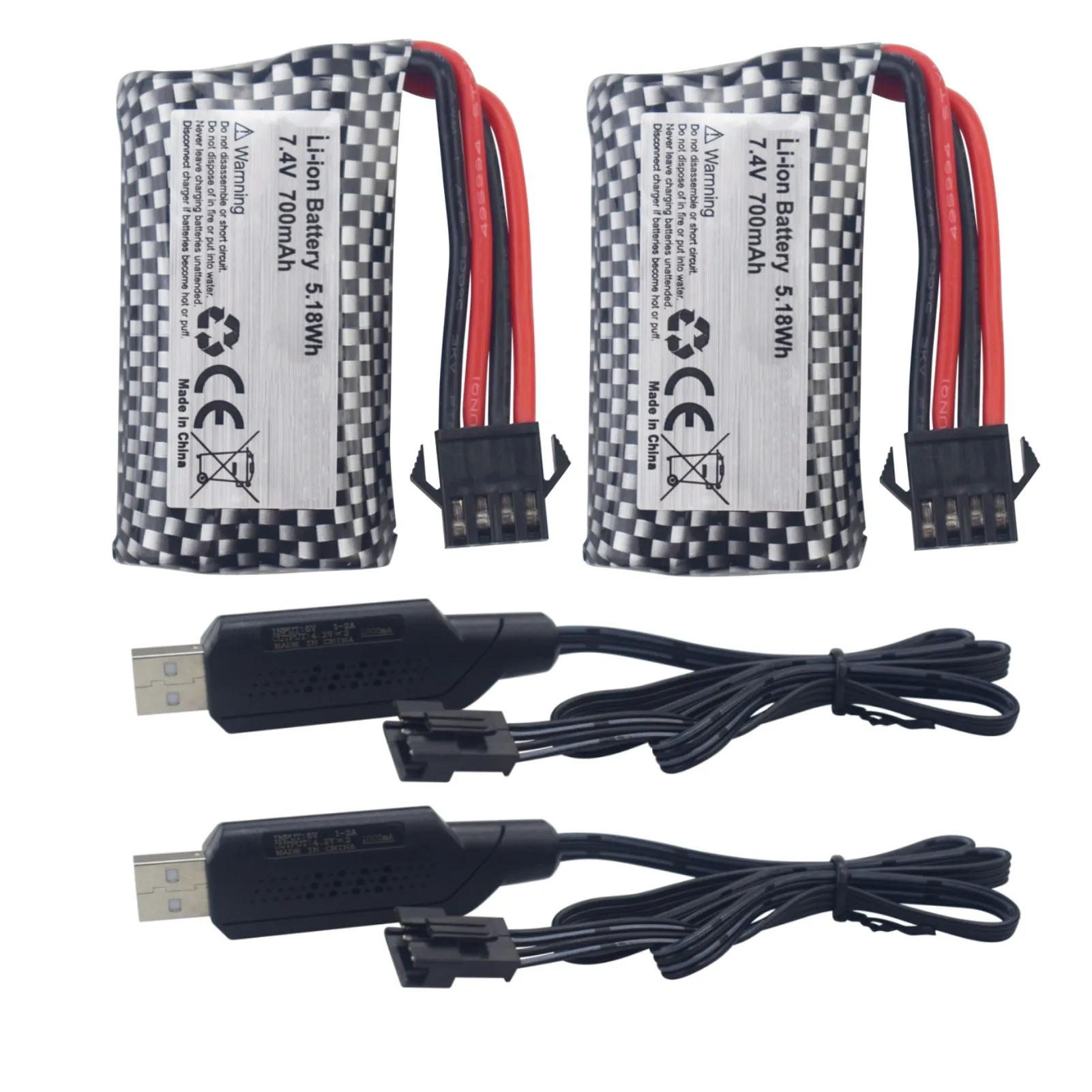 ZYGY 2pcs 7.4V 850mah Lithium Batterie & 2in1 Ladegerät für
