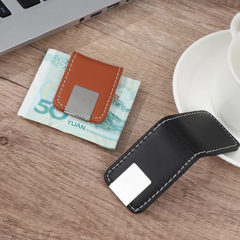 1Pc PU Leather Strong Magnetic Money Clip Pocket Wallet Portable Mini Slim Wallet Credit Business Cards Holder 4
